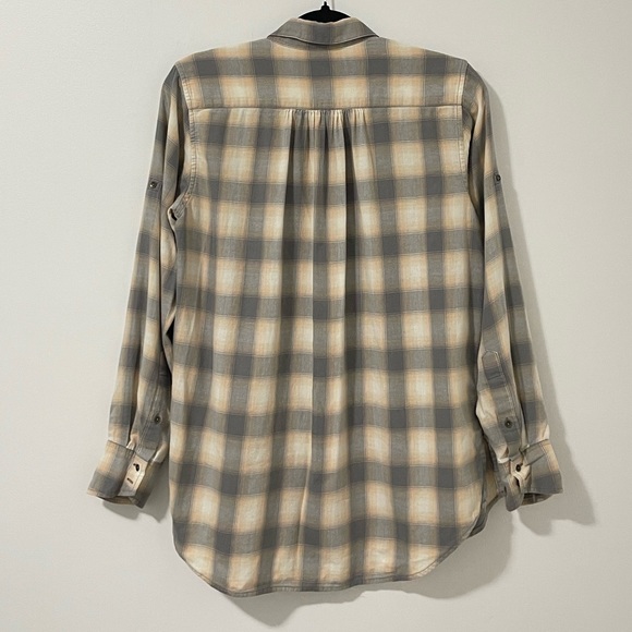 Club Monaco Plaid Button Down Long Sleeve Top Women Size XS - Picture 2 of 9